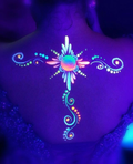Glow in the dark body paint UV neon design